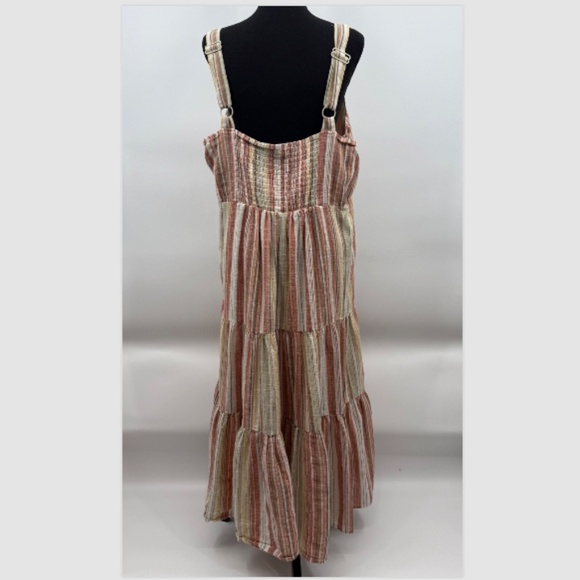 Linda Anderson Dress Women XXL Multicolor Sleeveless Stripe Tiered Maxi House - Picture 5 of 15